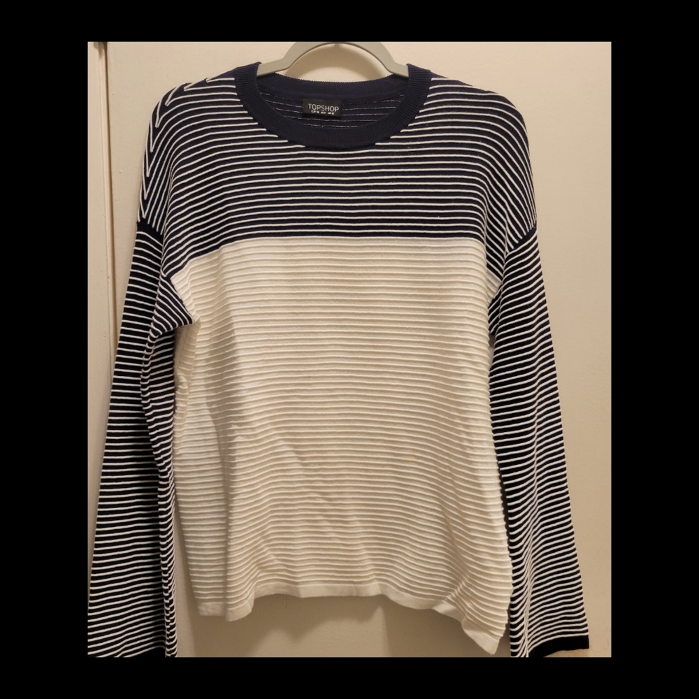 TopShop Long Sleeve Blue and White Shirt
